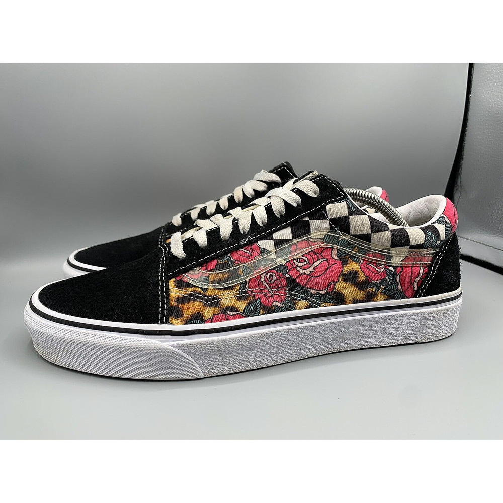 VANS OLD SKOOL Suede Rose Leopard Checker Shoes Sneakers Men's Sz 10/ W 11.5